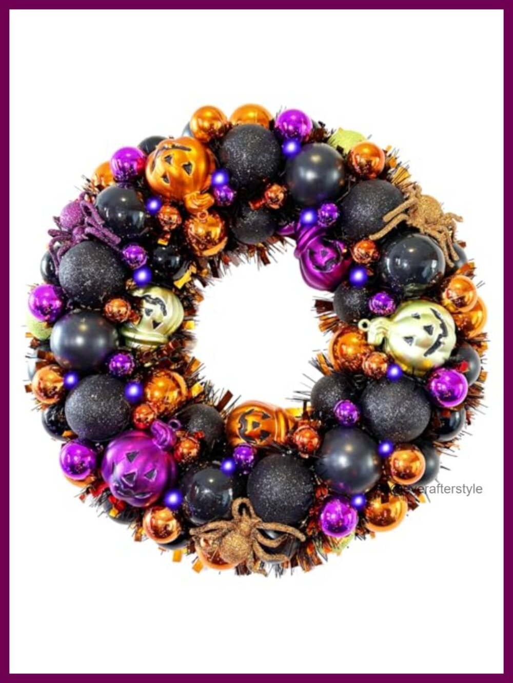 Halloween Ball Wreath 13.8 Inch Lighted Front Door Wall Decor Outdoor Fall